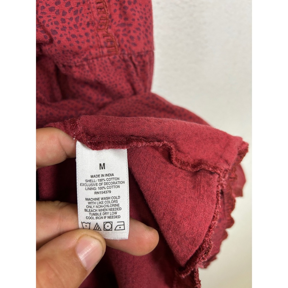 Boho Cottagecore Aeropostale Womens Medium Burgundy Tiered Babydoll Cotton Dress - Picture 4 of 9